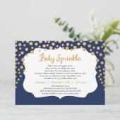 Trendy Baby Sprinkle Einladungen, Marineboldgold Einladung (Stehend Vorderseite)