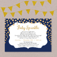 Trendy Baby Sprinkle Einladungen, Marineboldgold