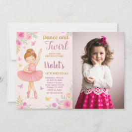 Trendy Ballerina Birthday Einladung mit Foto