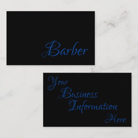 Trendy Barber in Bright Blue auf Black on Visitenkarte (Vorne/Hinten)