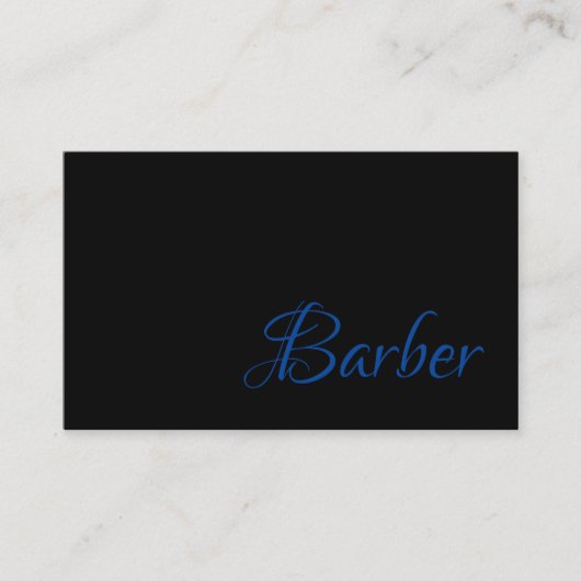 Trendy Barber in Bright Blue auf Black on Visitenkarte (Vorderseite)