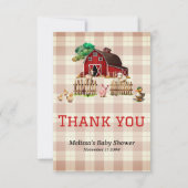 Trendy Barnyard Farm Animals Baby Dusche Dankeskarte (Vorderseite)