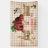 Trendy Barnyard Farm Animals Baby Dusche Willkomme Banner (Vertikal)