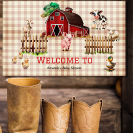 Trendy Barnyard Farm Animals Baby Dusche Willkomme Banner