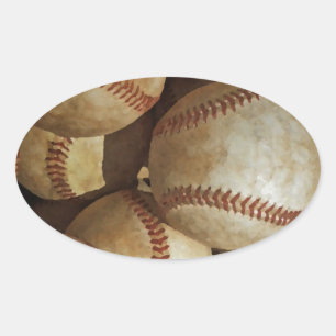 Trendy Baseball Artwork Ovaler Aufkleber