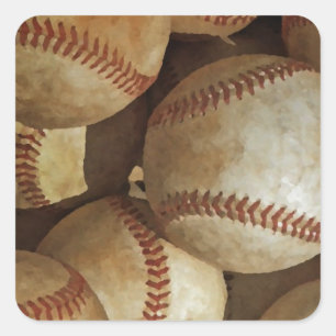 Trendy Baseball Artwork Quadratischer Aufkleber