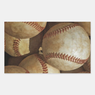 Trendy Baseball Artwork Rechteckiger Aufkleber