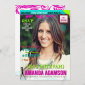 Trendy Bat Mitzvah Magazine Cover Einladungen (Vorne/Hinten)