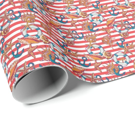 Trendy Beach Pattern Geschenkpapier (Rolleneckpunkt)