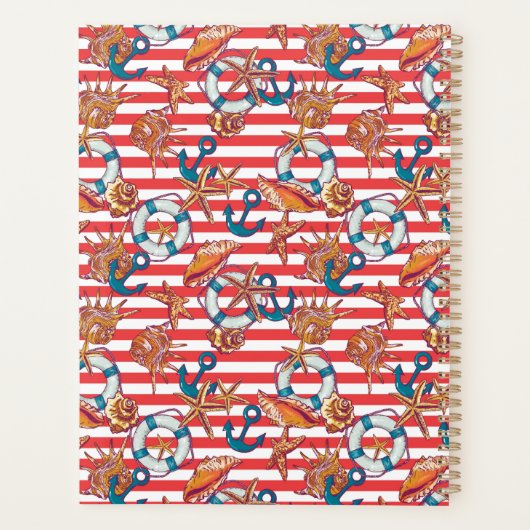 Trendy Beach Pattern | Monogramm Planer (Rückseite)