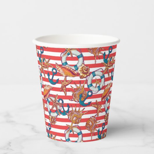 Trendy Beach Pattern Pappbecher (Vorderseite)