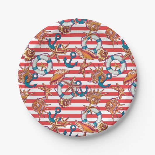 Trendy Beach Pattern Pappteller (Vorderseite)
