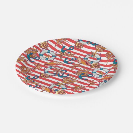 Trendy Beach Pattern Pappteller (Schrägansicht)