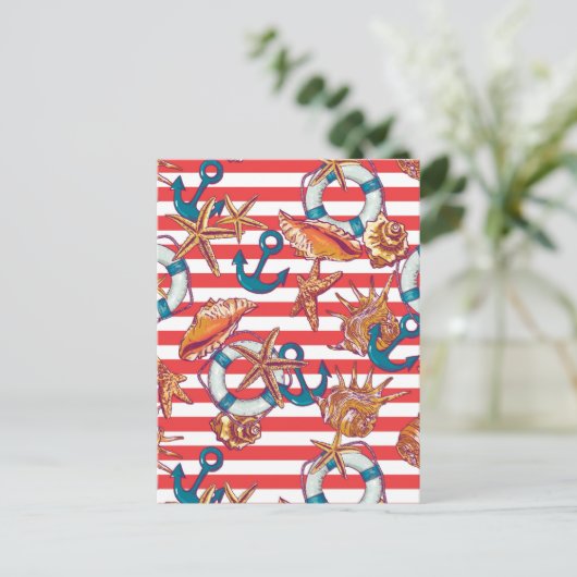 Trendy Beach Pattern Postkarte (Stehend Vorderseite)