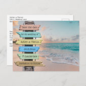 Trendy Beach Sign Wedding Save the Date Ankündigungspostkarte (Vorne/Hinten)