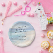 Trendy Beach Watercolor Ocean Christlich Wedding Pappteller (Party)