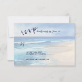 Trendy Beach Watercolor Ocean Wedding RSVP Karte (Vorderseite)