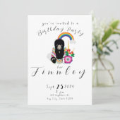 Trendy BearyCorn Cartoon Girls Birthday Party Einladung (Stehend Vorderseite)