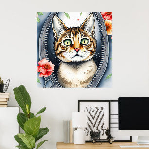 Trendy Beautiful Niedlich Watercolor Cat Collectio Poster