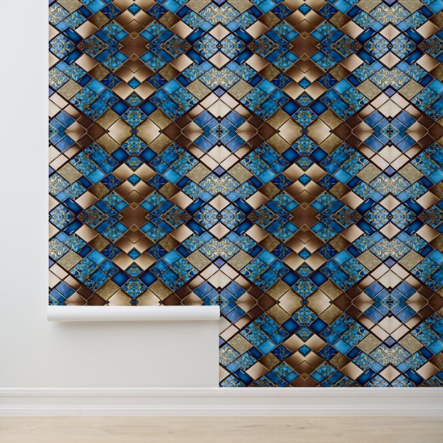 Trendy Beautiful Ocean Blue Gold Collection Tapete (Anwendung)