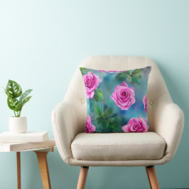 Trendy Beautiful Watercolor Pink Roses Collection Kissen