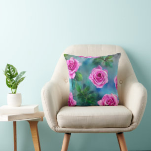 Trendy Beautiful Watercolor Pink Roses Collection Kissen