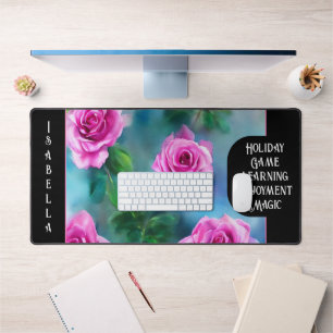 Trendy Beautiful Watercolor Pink Roses Collection Schreibtischunterlage