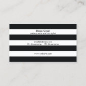 Trendy Beauty Black and White Striped Türkis Visitenkarte (Rückseite)