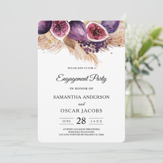 Trendy Beauty Lila Figs & Pampas Einladung (Stehend Vorderseite)