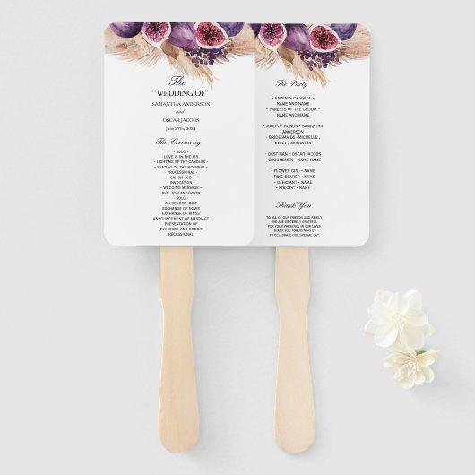 Trendy Beauty Lila Figs & Pampas Fächer (Vorne und Hinten)