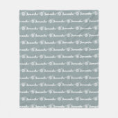 Trendy Bee Custom Calligraphy Name Gray Bombay Fleecedecke (Vorderseite)