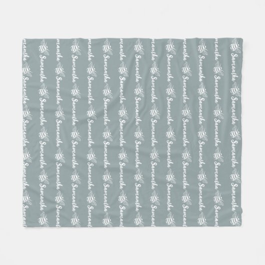 Trendy Bee Custom Calligraphy Name Gray Bombay Fleecedecke (Vorderseite (Horizontal))