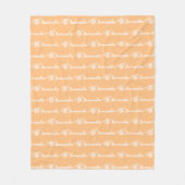 Trendy Bee Custom Calligraphy Name Peach Fleecedecke (Vorderseite)