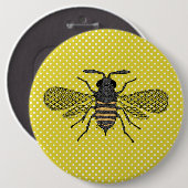 Trendy BEE Yellow Punkt Muster Geschenkdekor NEU Button (Vorne & Hinten)