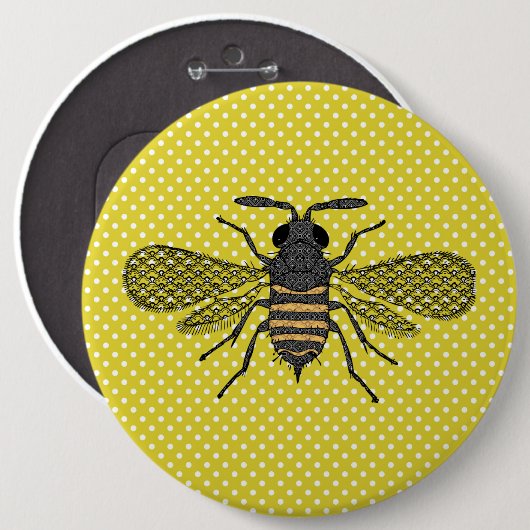 Trendy BEE Yellow Punkt Muster Geschenkdekor NEU Button (Vorne & Hinten)