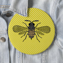 Trendy BEE Yellow Punkt Muster Geschenkdekor NEU Button
