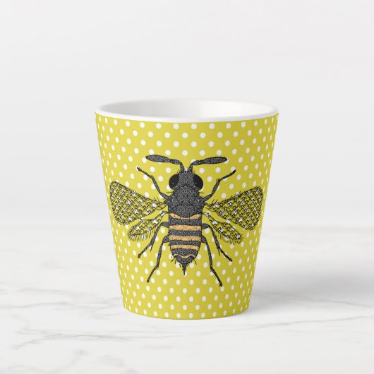 Trendy BEE Yellow Punkt Muster Geschenkdekor NEU Milchtasse (Vorderseite)