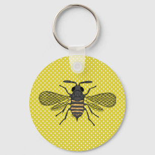 Trendy BEE Yellow Punkt Muster Geschenkdekor NEU Schlüsselanhänger