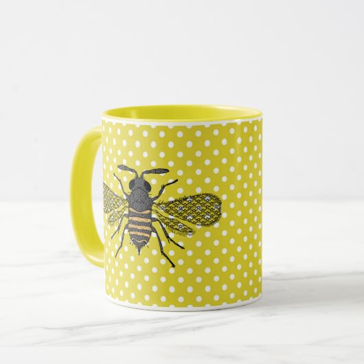 Trendy BEE Yellow Punkt Muster Geschenkdekor NEU Tasse (Vorderseite Links)
