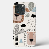 Trendy Beige Black Lion Jungle Tough Case iPhone (Rückseite)