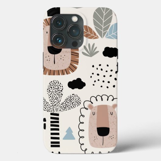 Trendy Beige Black Lion Jungle Tough Case iPhone (Rückseite)