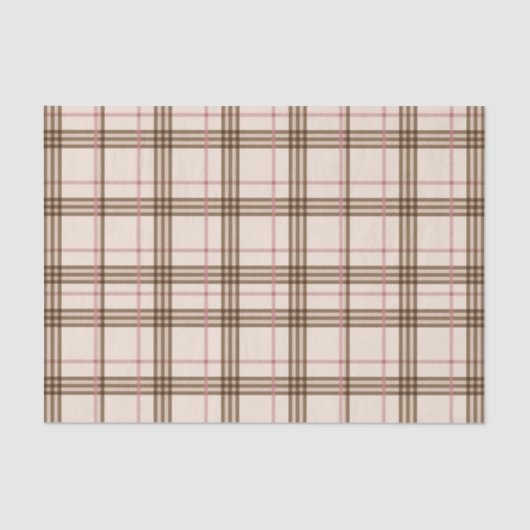 Trendy Beige Brown Tartan Kariert Seidenpapier (Vorderseite)