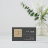 Trendy Beige Gray Chic Monogram Business Card Visitenkarte (Stehend Vorderseite)