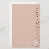 Trendy Beige Monogram mit Terracotta Boho Brown Briefpapier (Vorne/Hinten)
