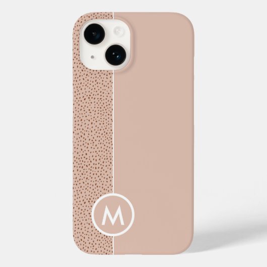 Trendy Beige Monogram mit Terracotta Boho Brown Case-Mate iPhone Hülle (Rückseite)