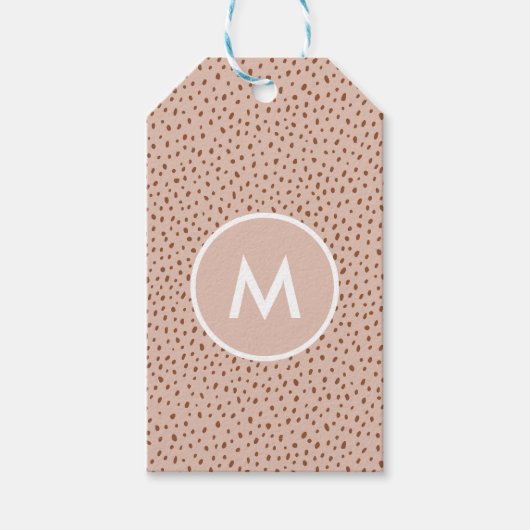 Trendy Beige Monogram mit Terracotta Boho Brown Geschenkanhänger (Vorderseite)