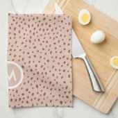 Trendy Beige Monogram mit Terracotta Boho Brown Geschirrtuch (Viertel Falte)