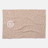 Trendy Beige Monogram mit Terracotta Boho Brown Geschirrtuch (Horizontal)