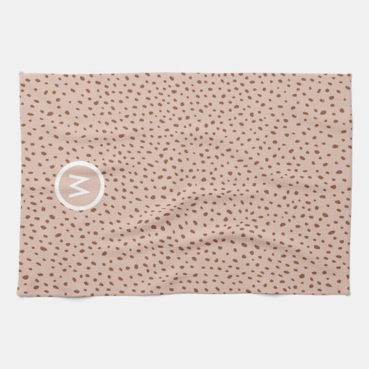 Trendy Beige Monogram mit Terracotta Boho Brown Geschirrtuch (Horizontal)