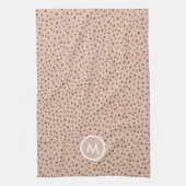 Trendy Beige Monogram mit Terracotta Boho Brown Geschirrtuch (Vertikal)